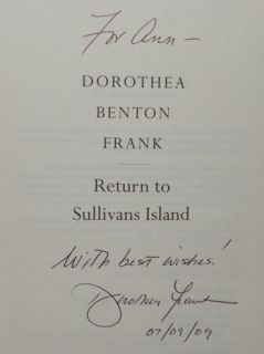 Dorothea Benton Frank   Return to Sullivans Island   SIGNED 1st 1st