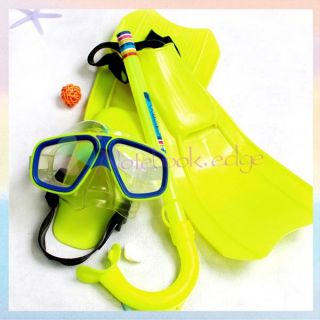 Yellow Kids Children Mask/Snorkel /Fins Flippers Swimming Swim Diving
