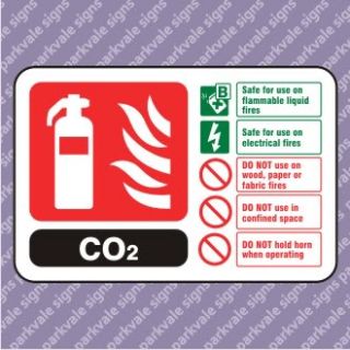  150x100 CO2 Fire Extinguisher ID Sign SP83