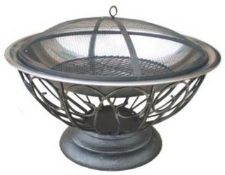  Stainless Steel Urn Fire Pit 30 Pewter Finish Bowl with Dome Screen