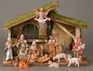 Fontanini 13 PC Figure Nativity Set with Italian Stable