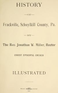 1904 History Frackville Pennsylvania Schuylkill Co PA