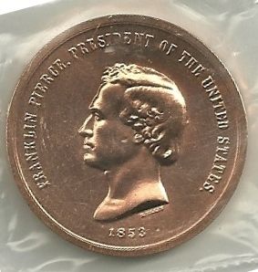 Franklin Pierce presidential inaugural medal NEVER OPENED