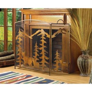 rustic forest fireplace screen