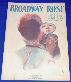 1920 Broadway Rose Sheet Music Fine Art Edition Goldbeck Color Cover