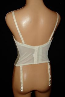 frederick s of hollywood ivory satin bustier corset bra with boning