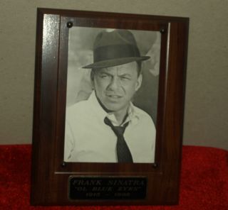 Vintage 4 x 6 Frank Sinatra on A Wooden 9x7 Plaque 1915 1998