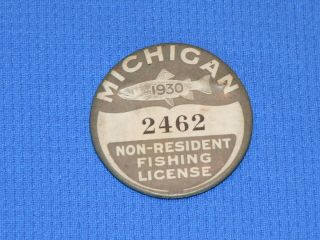 1930 Michigan Non Resident Fishing License