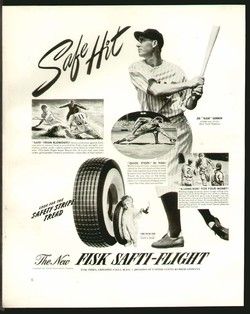 Fisk Tires Joe Flash Gordon NY Yankees Baseball June 1941 Original