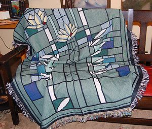 Frank Lloyd Wright Waterlillies Tapestry Cotton Throw