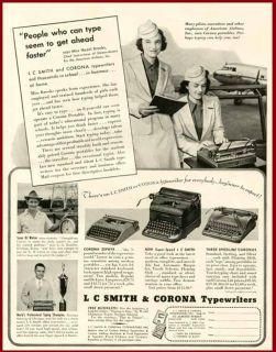 American Airlines Instructress in 1940 Smith Corona Typewriters