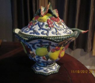 Fitz and Floyd Florentine Fruit Large Tureen with Ladle