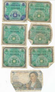 Lot of 13 Various Foreign Currency Bills Paper Money France Francs