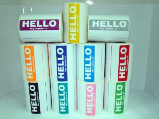 100 Orange Hello My Name Is Name Tag Labels Stickers