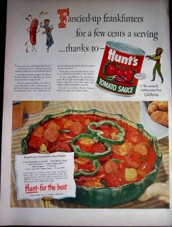 Frankfurter Casserole Recipe Hunts Tomato 1948 Food Ad