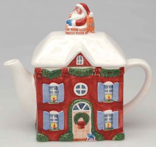  sunmarc pattern christmas story piece figurine tea pot and lid size 4
