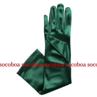   Green Elbow Length Opera Satin Formal Gloves Halloween costume dance