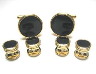 onyx circle formal cufflinks stud set are the perfect complement to