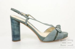 Fratelli Rossetti Teal Suede & Stacked Heel Sandals Size 40 NEW