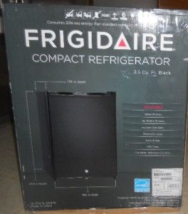 New Frigidaire 2.5 Cubic Foot Compact Black Refrigerator w/ Lock