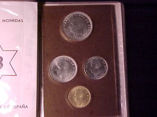 Spain 4 Coin Mint Set 1975 78 in Original Wallet w COA