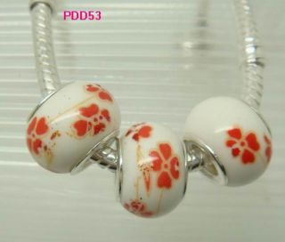 four leaf clover round ceramic european beads porcelain bracelet charm