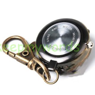 Bronze Tone Lovely Fox Cat Key Ring Clock Pocket Watch