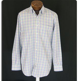 Hickey Freeman White Checkered Dress Casual Shirt Size S  SH538