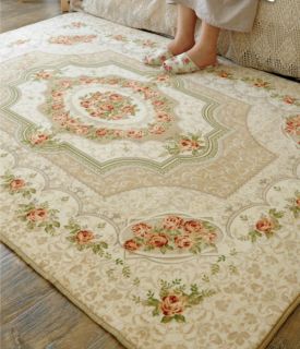 French Victorian Country Floral Cream Living Bedroom Floor Mat Rug
