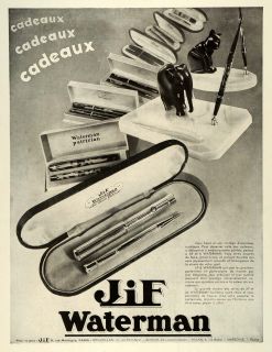 1931 Ad Jif Waterman French Ink Writing Pens Office Decorative Desk