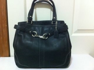  Coach Black Leather Handbag Bag Tote