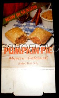 RARE 1984 McDonalds Deep Fried Pumpkin Pie Table Sign