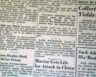 Al Capone Heart Stroke Near Death Photo 1947 Newspaper