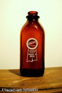  Flynn Brown Glass Milk Bottle
