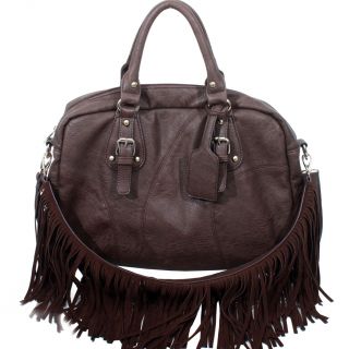 Western Fringe Shoulder Bag Cowgirl Handbag Biker Purse Dark Brown