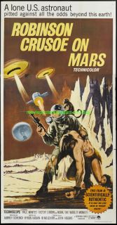 Robinson Crusoe on Mars Movie Poster VF 41x81 inch Three Sheet 1964
