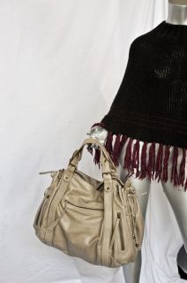 GERARD DAREL Taupe 48 HOURS HEURES Leather Shoulder Bag Handbag Purse