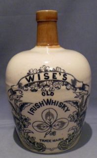 Black Wises Shamrock Dragons Old Irish Whiskey 1 4 Gallon Stoneware