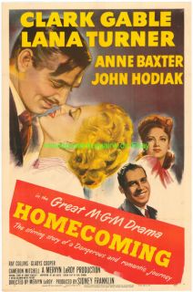 Homecoming Movie Poster Clark Gable Lana Turner 1948