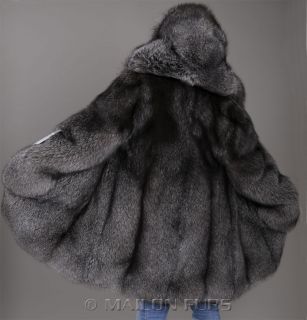 Hooded Blue Frost Saga Royal Fox Fur Coat Parka All Sizes XS s M L XL