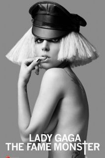 LADY GAGA   Leather Cap   FAME MONSTER B&W Poster