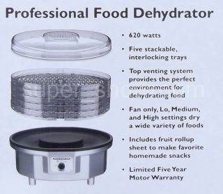  Pro 5 Tray Stackable 620 Watt Food Dehydrator Food Preservation