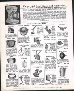 1950 Ad Kitchen Aid Food Mixer Accessories Original Advertising