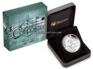 Tuvalu 2011 Great Composers Franz Liszt 200th $1 Pure Silver Dollar