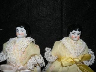 pair antique german china head dolls 8 tall