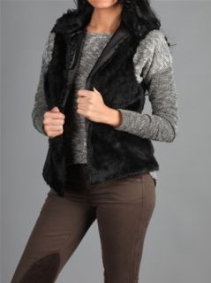 218 Saks Fifth Avenue 5 48 Faux Fur Vest Jacket Sz 2 Caviar Black
