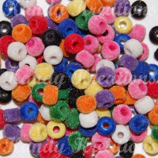 160 Fuzzy Pony Beads 6x9mm Velvet Flocked for Kandi Rave Kids Crafts