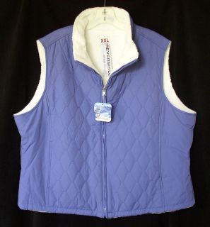 Free Country Quilted Lavender Vest with White Faux Fir Lining Sz XXL