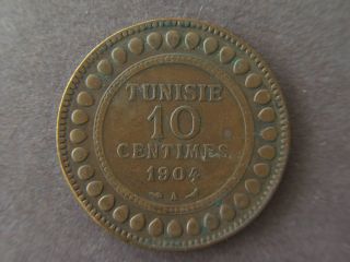 1904 french tunisia 10 centimes bronze