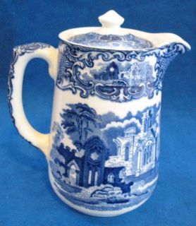George Jones and Sons Abbey Blue and White Chocolate Pot